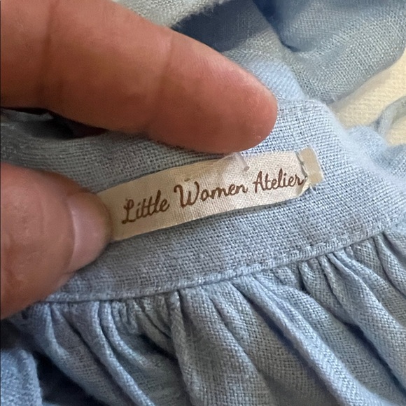Little Women Atelier Meg Pinafore Linen Apron Sky Blue Cottagecore Prairie Small - Picture 6 of 8